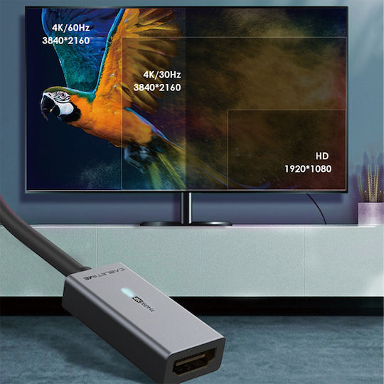 Cabletime Μετατροπέας DisplayPort male σε HDMI female Γκρι 1τμχ CT-P02G4K60R