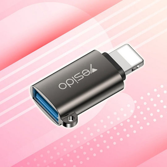 Yesido GS14 Конвертор Lightning мъжки към USB-A женски Черен 1бр