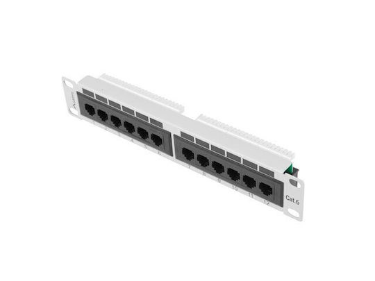 Lanberg Panou Patch Neecranat pentru Rack 1U 10" 12 Porturi cat6 Gri