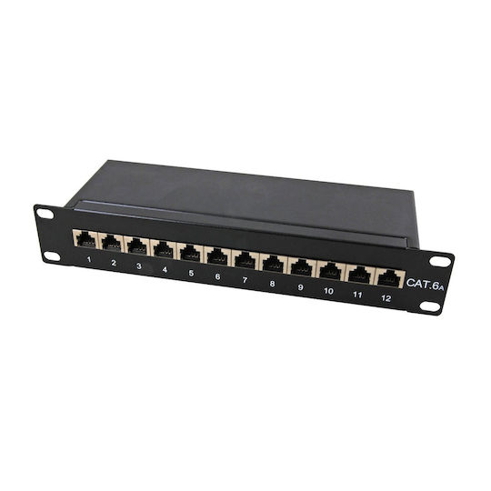 Lanberg Patch Panel with 12 cat6 Ports Black