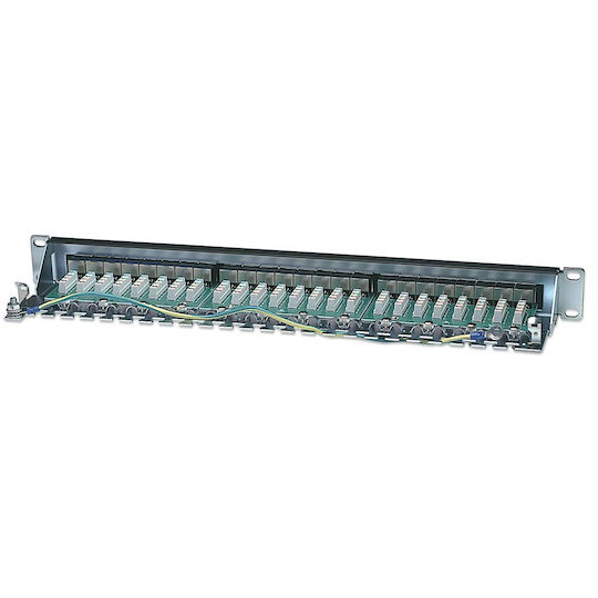 Intellinet Екраниран пач панел за рафт 1U 19" 24 порта cat6 Черен