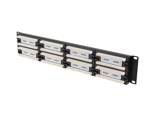 Lanberg Patch Panel για Rack 2U 19" 48 Θυρών cat5e Μαύρο