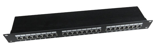 Gembird Patch Panel Shielded για Rack 1U 19" 24 Θυρών cat5e Μαύρο