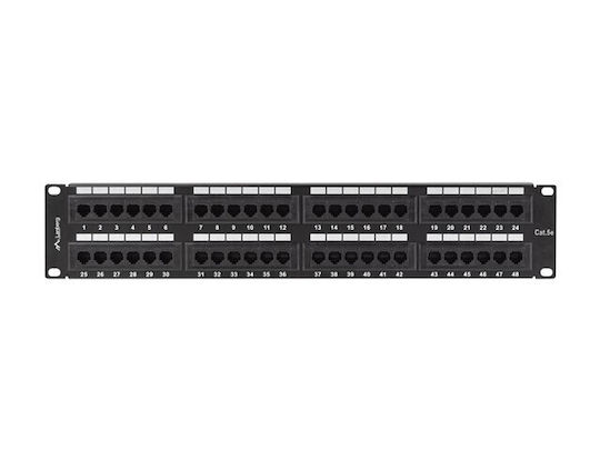 Lanberg Patch Panel για Rack 2U 19" 48 Θυρών cat5e Μαύρο