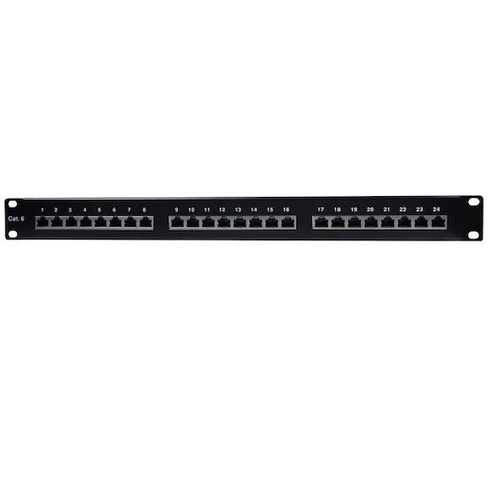 Goobay Shielded Patch Panel for Rack 19" with 24 Ports Black