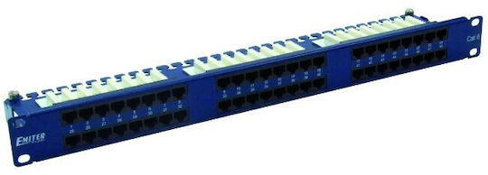 Emiter Patch Panel για Rack 1U 48 Θυρών Μπλε