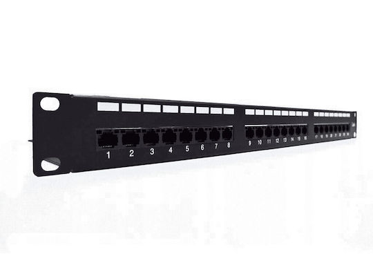 Digitus Panou Patch Ecranat pentru Rack 1U 19" 24 Porturi cat6 Negru