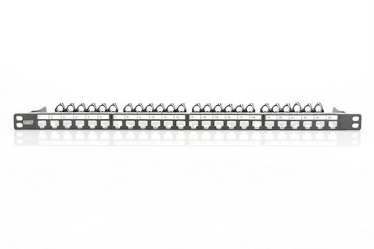 Digitus Patch Panel Keystone για Rack 0.5U 19" 24 Θυρών Μαύρο