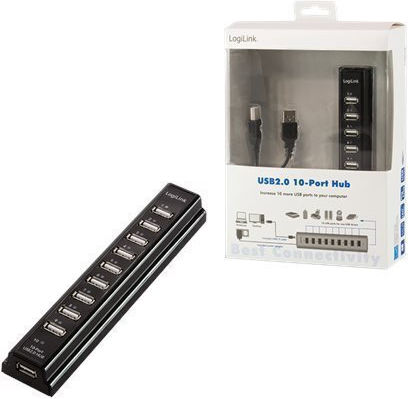 LogiLink USB Hub with 10 Ports USB 2.0 with USB-A Connection