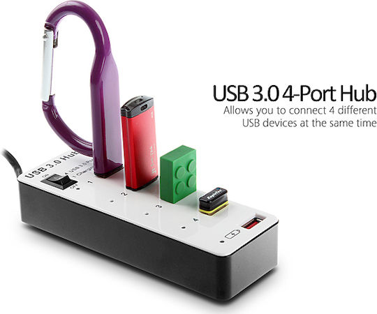 Minwa BYL-3011 Hub 4 Θυρών USB 3.0 με σύνδεση USB-A Γκρι