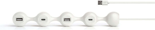 Lexon Peas Hub 4 Θυρών USB 2.0 με σύνδεση USB-A Μπλε