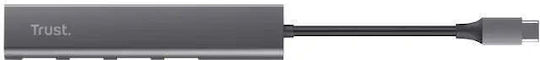 Trust Halyx USB-Hub mit 4 Anschlüssen USB 2.0 mit Anschluss an einen Computer USB-A Grau