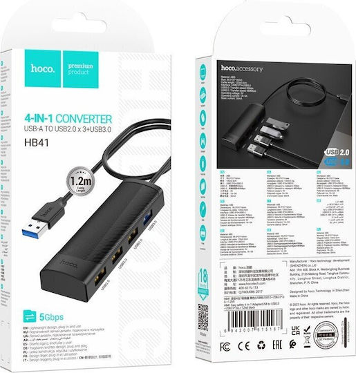 Hoco Hb42 Easy Hub 4 Ports USB 3.0 with USB-A Connection / Ethernet