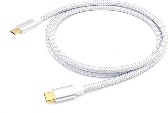 Equip Braided USB 3.2 Video Cable USB-C Male - USB-C 100W PD White 2m 128358