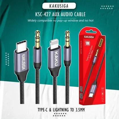 Kakusiga KSC-427 USB 2.0 Кабел USB-C Мъжки - 3,5 мм Черен 1м
