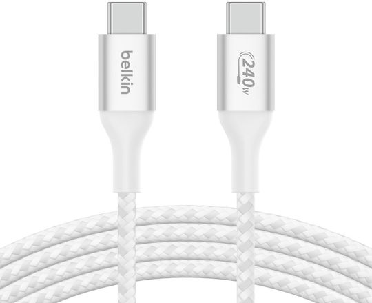 Belkin Boost Charge USB 2.0 Cable USB-C male - USB-C 240W PD Λευκό 2m CAB015BT2MWH