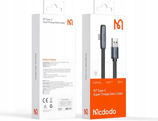 Mcdodo USB 2.0 Cable USB-C male - USB-A 100W PD Μαύρο 1.2m CA-3340