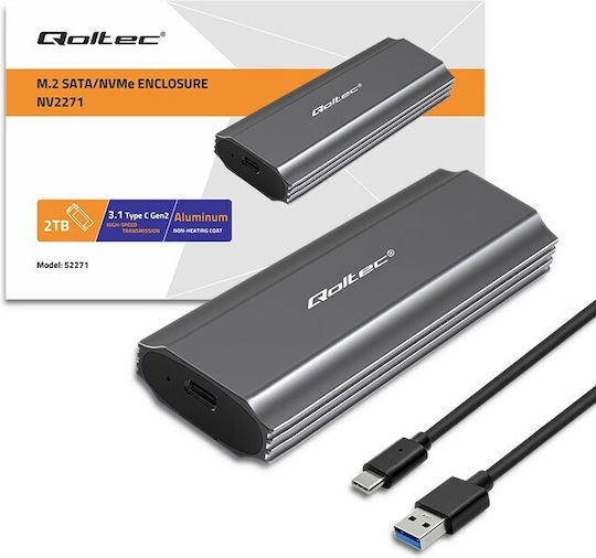 Qoltec Case for Hard Drive M.2 SATA III with Connection Type-C