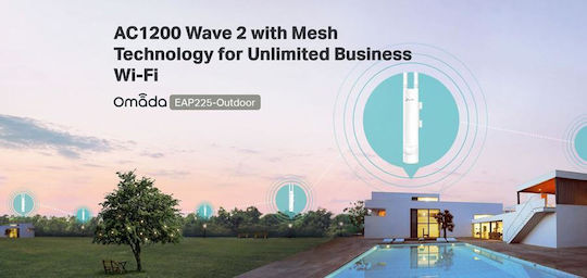 TP-LINK EAP225-Outdoor v3 Външна Точка за Достъп Wi-Fi 5 Двулентов (2.4 и 5GHz) Единичен Комплект
