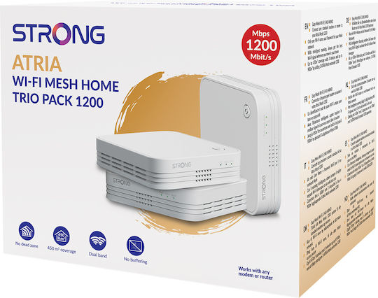 Strong Atria Mesh KIT 1200 V2 v2 Zugriffspunkt Wi‑Fi 5 Dualband (2,4 & 5 GHz) in Dreifach-KIt