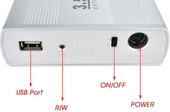 External Case for 3.5" SATA to USB 2.0 Case for Hard Drive 3.5" SATA III with Connection USB 2.0 Gray