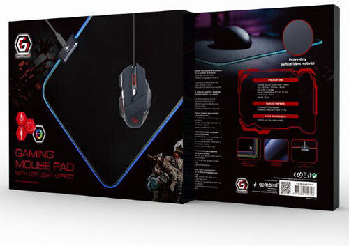 Gembird MP-GAMELED-M Gaming Mouse Pad Medium (350mm) με RGB Φωτισμό Μαύρο