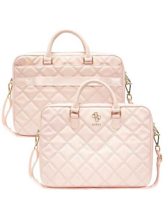 Guess Quilted 4G Shoulder / Handheld Bag for 15" Laptop Pink