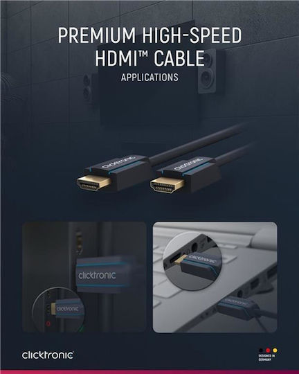Clicktronic HDMI 2.0 Premium High Speed 4K 60Hz HDR Cable HDMI male - HDMI male 2m Μπλε