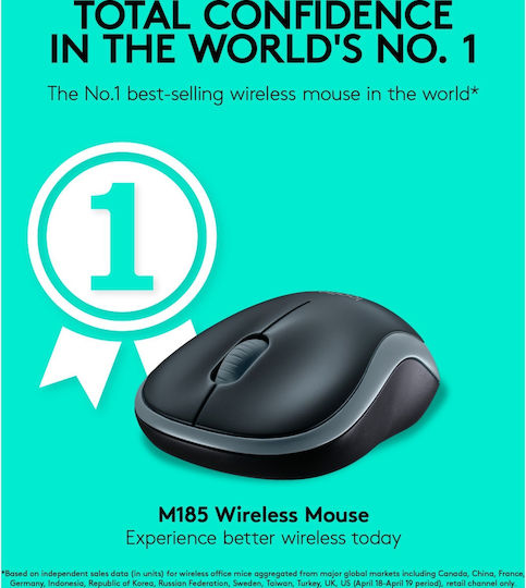 Logitech M185 Ασύρματο Mini Ποντίκι Black/Red