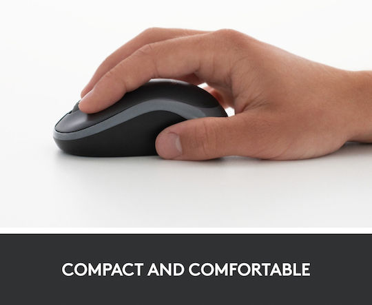 Logitech M185 Ασύρματο Mini Ποντίκι Black/Red