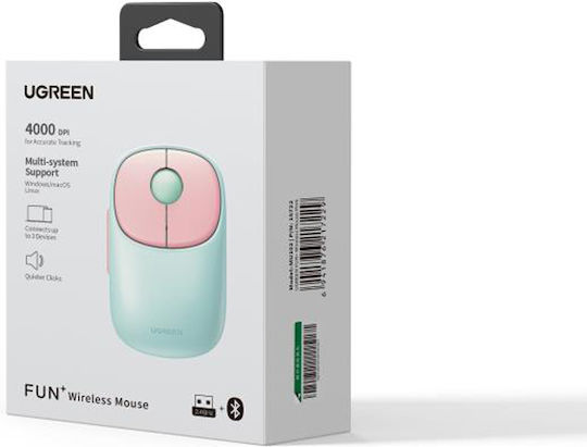 Ugreen Fun+ MU102 Ασύρματο Bluetooth Ποντίκι Ροζ