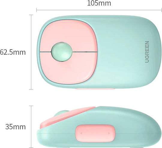 Ugreen Fun+ MU102 Ασύρματο Bluetooth Ποντίκι Ροζ