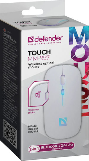 Defender 52998 Безжична Bluetooth Мишка Бяла