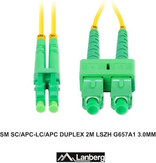 Lanberg Cablu De Rețea Fibră Optică SC/APC-LC/APC 2m Galben