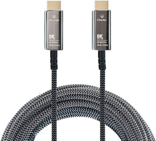 PremiumCord HDMI 2.1 Ultra High Speed 48Gbps 4K 120Hz HDR VRR Kabel HDMI-Stecker - HDMI-Stecker 20m Schwarz