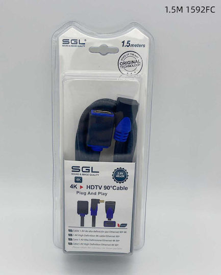 SGL Angle (90°) HDMI Cable HDMI Male - HDMI Female 1.5m Black