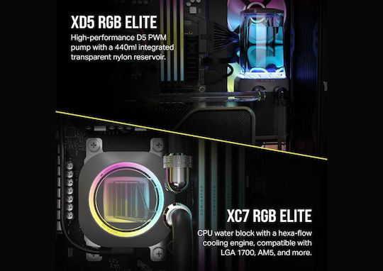 Corsair Hydro X Series Icue Link Xh405i Rgb Комплект за персонализирано охлаждане Stealth Gray за Intel и Amd 1700 / Am4 / Am5