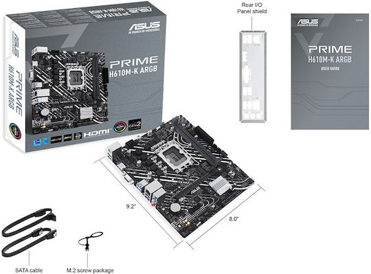 Asus Prime H610M-K ARGB Motherboard Micro ATX with Intel 1700 Socket