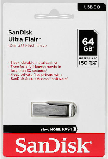 Sandisk Ultra Flair 64GB USB 3.0 Stick Black