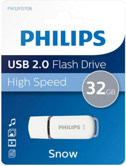 Philips Snow 32ГБ USB 2.0 Стик Бял
