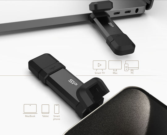 Silicon Power 1.0TB USB 3.2 Stick with connection USB-A & USB-C Black