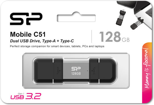 Silicon Power 128GB USB 3.2 Stick with connection USB-A & USB-C Gray