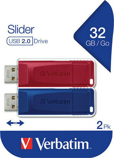 Verbatim Slider (2pcs) 32GB USB 2.0 Stick Multicolour