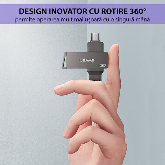 Usams ZB199UP01 32GB USB 3.0 Stick mit Verbindung USB-A & USB-C Schwarz
