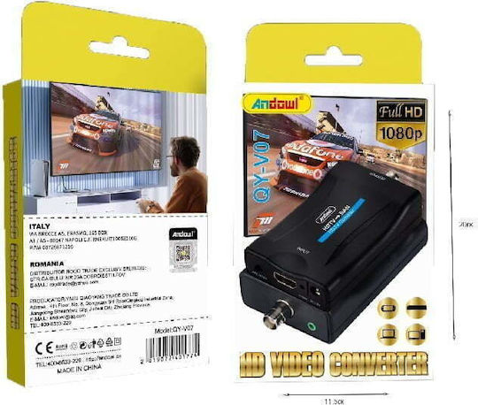 Andowl QY-V07 Μετατροπέας HDMI female σε BNC female 1τμχ