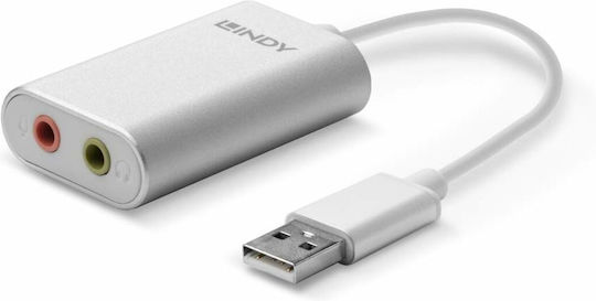 Lindy Μετατροπέας 3.5mm female σε USB-A male Γκρι 1τμχ 42926