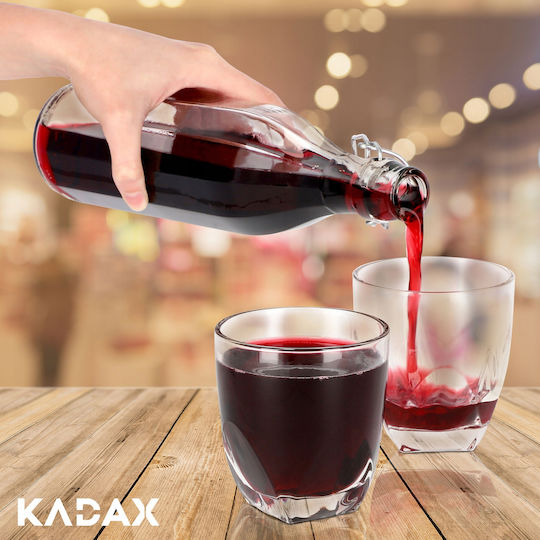 Kadax Бутилка за Вода Стъкло с капак от фолио Прозрачен 1000мл