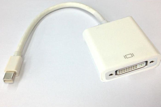 Aculine Mini DisplayPort Male to DVI-I Female Converter White 1 Piece