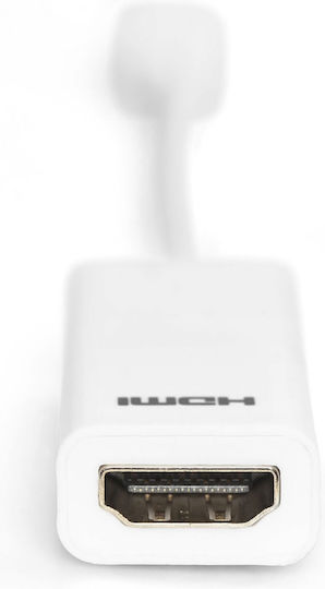 Digitus Μετατροπέας mini DisplayPort male σε HDMI female Λευκό 1τμχ AK-340411-001-W