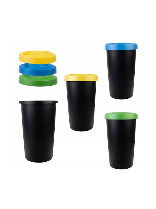Kadax Coș de Reciclare Plastic Negru 25lt 3buc